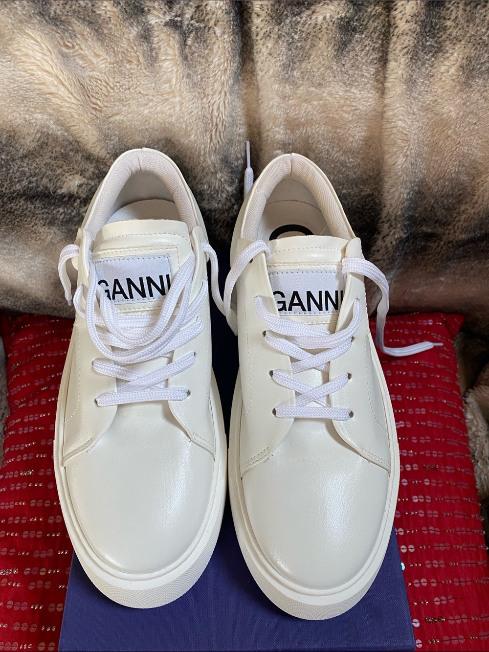 Ganni White Platform Logo Sneakers NWT